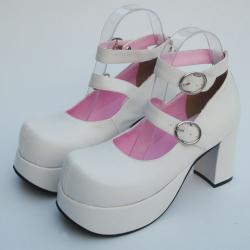 Amanda99 8cm Heel With 3.5cm Platform White PU Lolita Shoes