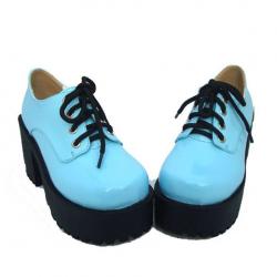 Amanda99 8cm Heel With 4.5cm Platform Blue PU Lolita Shoes