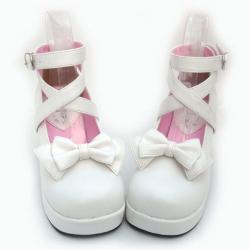 Amanda99 7.5cm Heel With 3.5cm Platform White PU Lolita Shoes