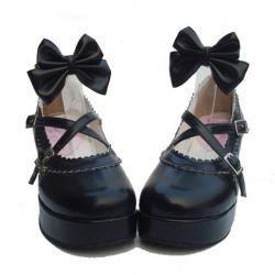 Amanda99 6.5cm Heel With 3cm Platform Black PU Lolita Shoes