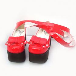 Amanda99 9.5cm Heel With 6.5cm Platform Red PU Criss-cross Lolita Shoes