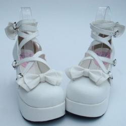 Amanda99 8cm Heel With 4cm Platform White bow decoration Lolita Shoes