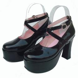 Amanda99 11.5cm Heel With 5cm Platform Black PU Lolita Shoes