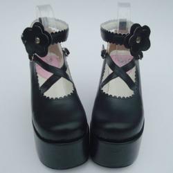 Amanda99 10cm Heel With 6.5cm Platform Black PU Lolita Shoes