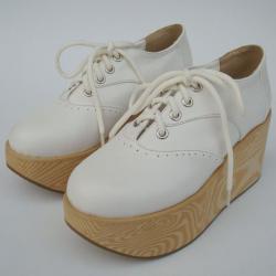 Amanda99 8cm Heel With 5cm Platform White PU Lolita Shoes