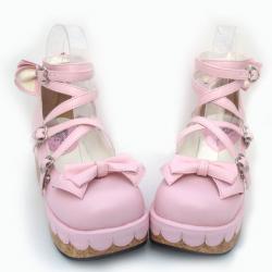 Amanda99 7cm Heel With 4cm Platform Pink bow decoration Lolita Shoes