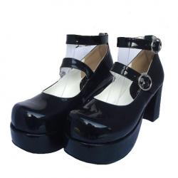 Amanda99 8cm Heel With 3.5cm Platform Black PU Lolita Shoes