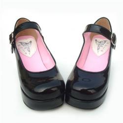 Amanda99 7.5cm Heel With 3cm Platform Black PU Lolita Shoes