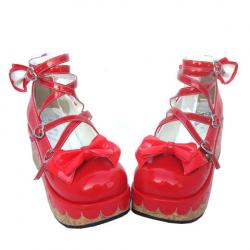 Amanda99 7cm Heel With 4cm Platform Red bow decoration Lolita Shoes