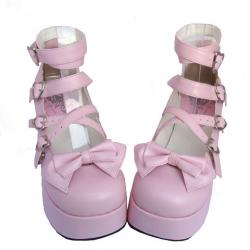 Amanda99 7cm Heel With 4cm Platform Pink bow decoration Lolita Shoes