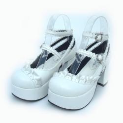 Amanda99 7.5cm Heel With 4.5cm Platform White bow decoration Lolita Shoes