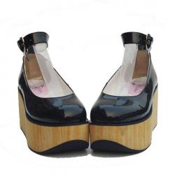 Amanda99 8cm Heel With 5cm Platform Black PU Lolita Shoes
