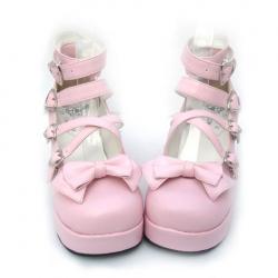Amanda99 7.5cm Heel With 3cm Platform Pink bow decoration Lolita Shoes