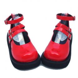 Amanda99 6.5cm Heel With 3.5cm Platform PU Red Lolita Shoes