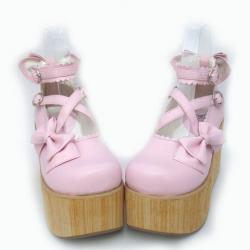 Amanda99 9cm Heel With 6.5cm Platform Pink PU Lolita Shoes