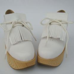 Amanda99 8cm Heel With 5cm Platform White PU Lolita Shoes
