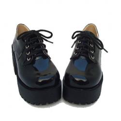 Amanda99 8cm Heel With 4.5cm Platform Black PU Lolita Shoes