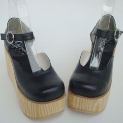 Amanda99 9.5cm Heel With 6cm Platform Black PU Lolita Shoes