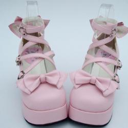 Amanda99 8cm Heel With 4cm Platform Pink bow decoration Lolita Shoes