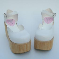 Amanda99 9.5cm Heel With 6cm Platform White PU Lolita Shoes