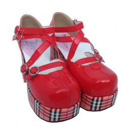 Amanda99 8cm Heel With 3.5cm Platform Red PU Lolita Shoes