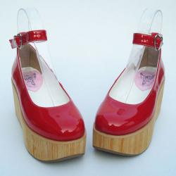Amanda99 8cm Heel With 5cm Platform Red PU Lolita Shoes