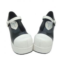 Amanda99 8cm Heel With 3.5cm Platform Black And White PU Lolita