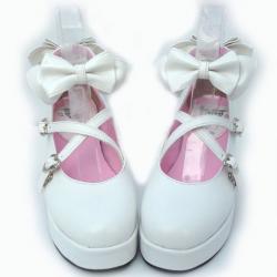Amanda99 7.5cm Heel With 3cm Platform White PU Lolita Shoes