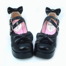 Amanda99 7.5cm Heel With 3cm Platform Black PU Lolita Shoes