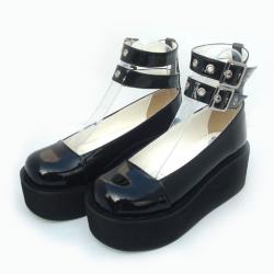 Amanda99 6.5cm Heel With 4.5cm Platform Black PU Lolita Shoes