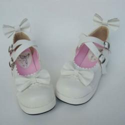 Amanda99 4cm Heel With 2cm Platform White PU Lolita Shoes