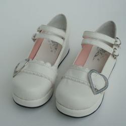 Amanda99 3cm Heel With 2cm Platform White PU Lolita Shoes