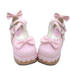 Amanda99 7cm Heel With 4cm Platform Pink PU Lolita Shoes