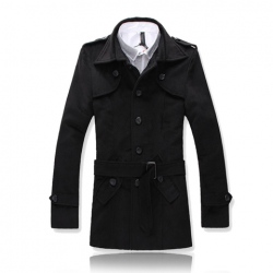 Amanda99 New Arrival Single-breasted and Up Neck Meduim Pattern Thicken Dust Coat For Autumn and Winter