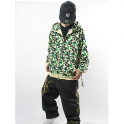 Amanda99 Autumn and Winter Fashion Hip Hop Style Funny Printing Purified Cotton Long Sleeve Zipper Coat