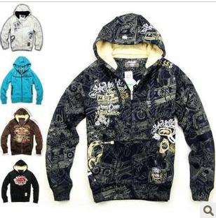Amanda99 Autumn and Winter Fashion Hip Hop Style Dark Gray Purified Cotton Long Sleeve Zipper Coat