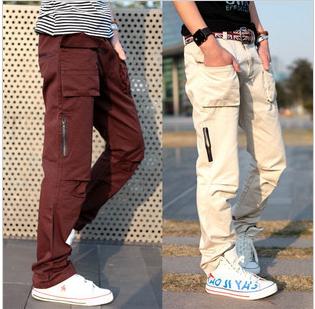 Amanda99 Fashion Pocket Flank Decorated Slim and Casual Trousers For Man