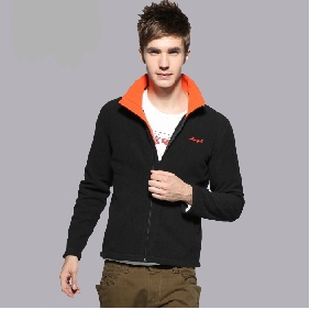 Spring New Slim Men's Standing Collar Zipper Fleece Sweater Men's Jacket