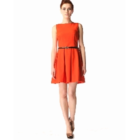 2012 New Arrived Off Collar Sleeveless Slim Dress with Belt