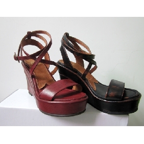 Japanese Punk Style Brown Wine Red Slope Sandals