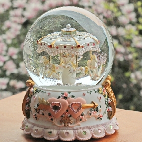Carousel Within Four Horse Crystal Musical Box Castle in The Sky