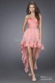 Peach Sleeveless Chiffon & Tulle Cocktail Dresses
