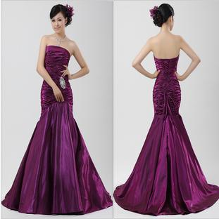 Personalized Custom Satin Long Style Ruched Prom Dresses