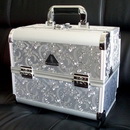 Silver Embroidery Beauty Makeup Case Nail Vanity Compact Case Co